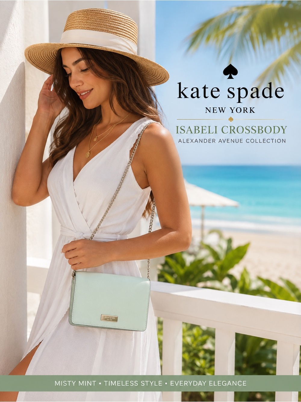 kate spade Misty Mint Isabela Crossbody Bag - Clutch with Built-in Wallet. NWT